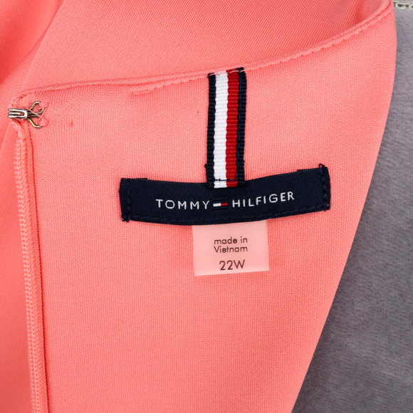 Tommy Hilfiger Dress Plus Size 22W Salmon Pink Stretch Knit Zip Flutter Sleeve - Picture 3 of 13